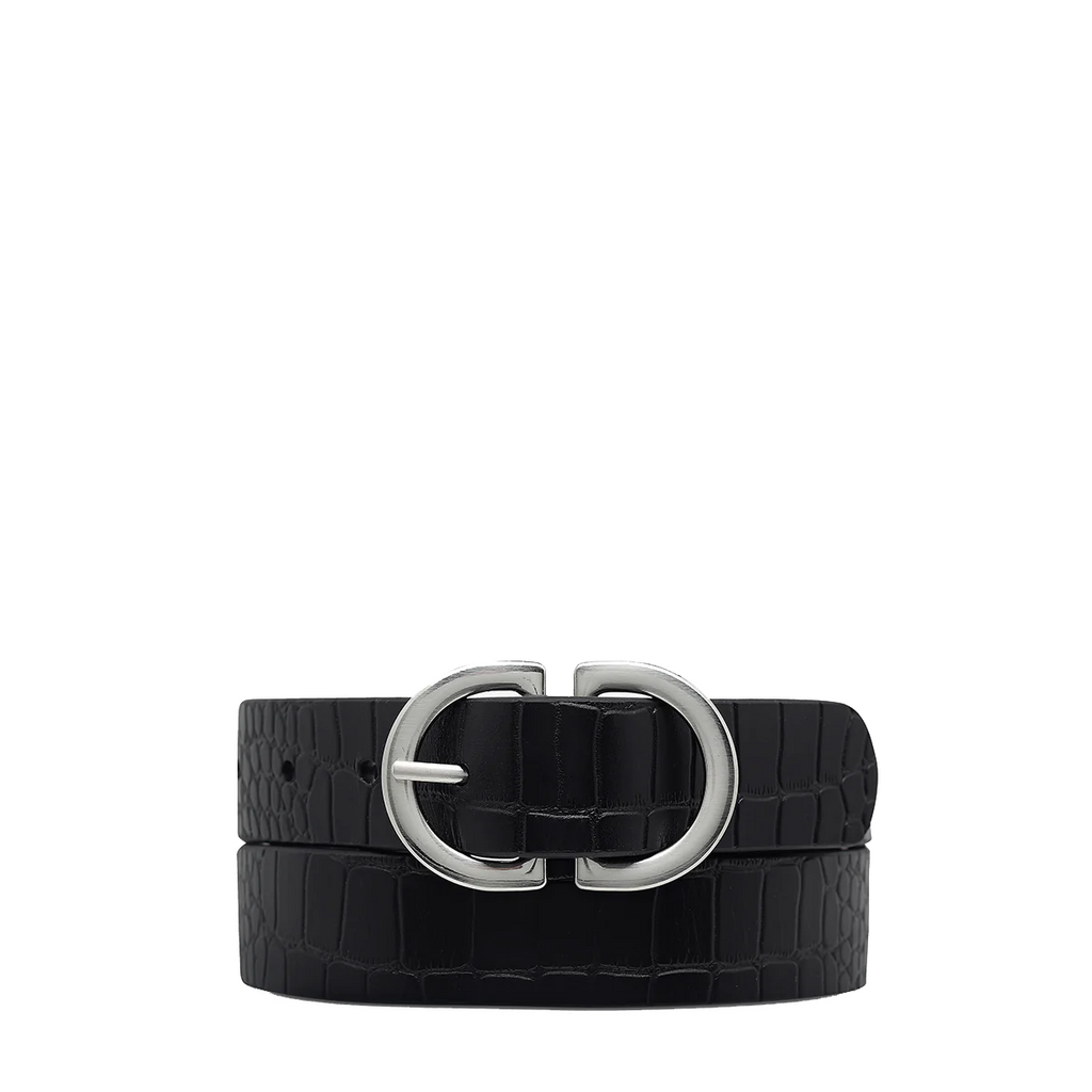 In Reverse Belt - Black Croc / Silver