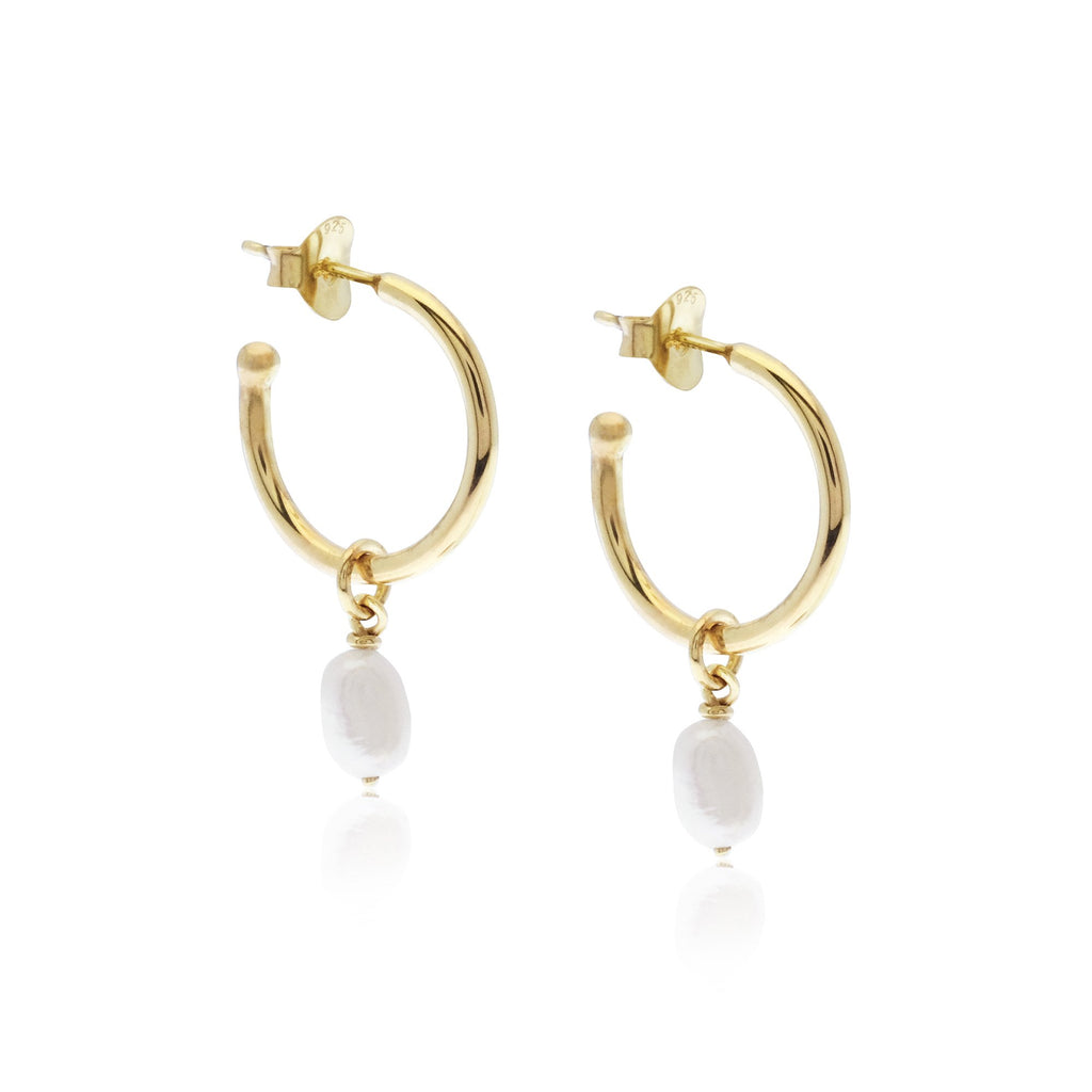 Margot Pearl Hoops Gold Product 1 Caja Jewellery