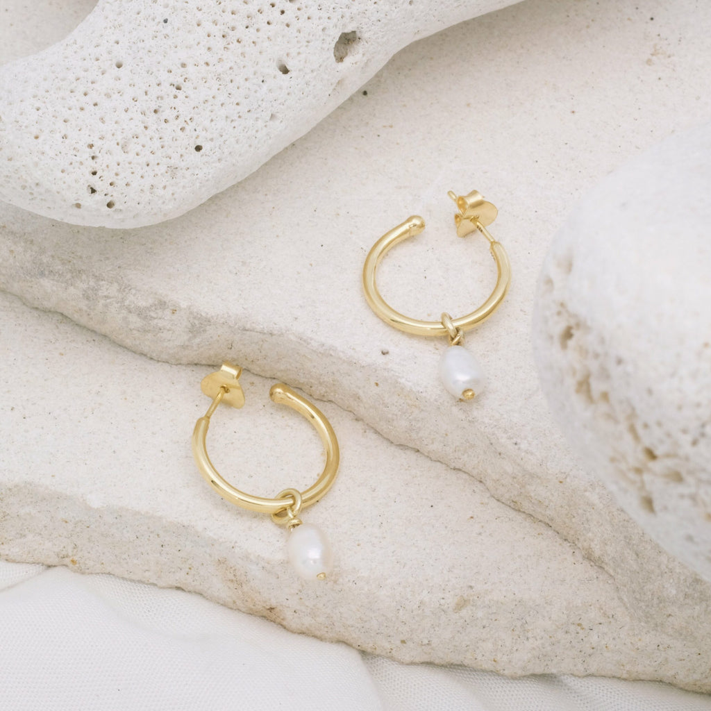 Margot Pearl Hoops Gold Product 2 Caja Jewellery