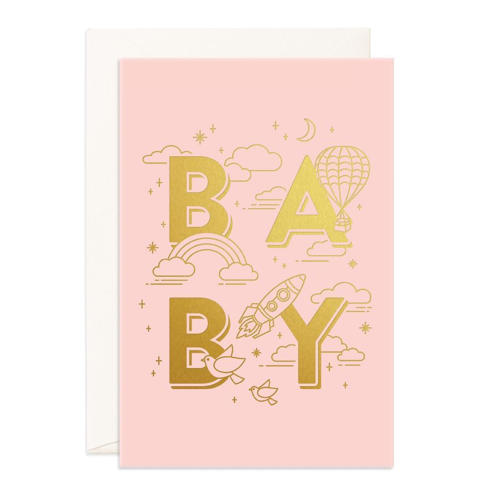 Paddington-Store-Fox-and-Fallow-Happy Birthday – Baby Universe – Greeting Card – Pink