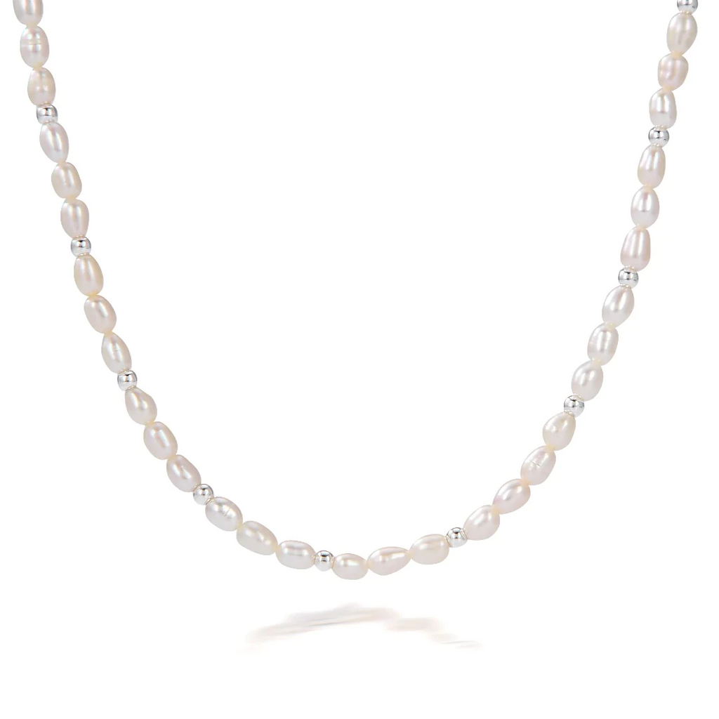Frida Pearl Beaded Necklace - Silver
