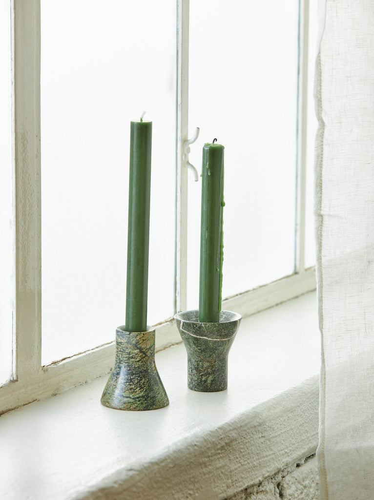 Paddington-Store- Marble-Flare Candle Holder – Forest Green