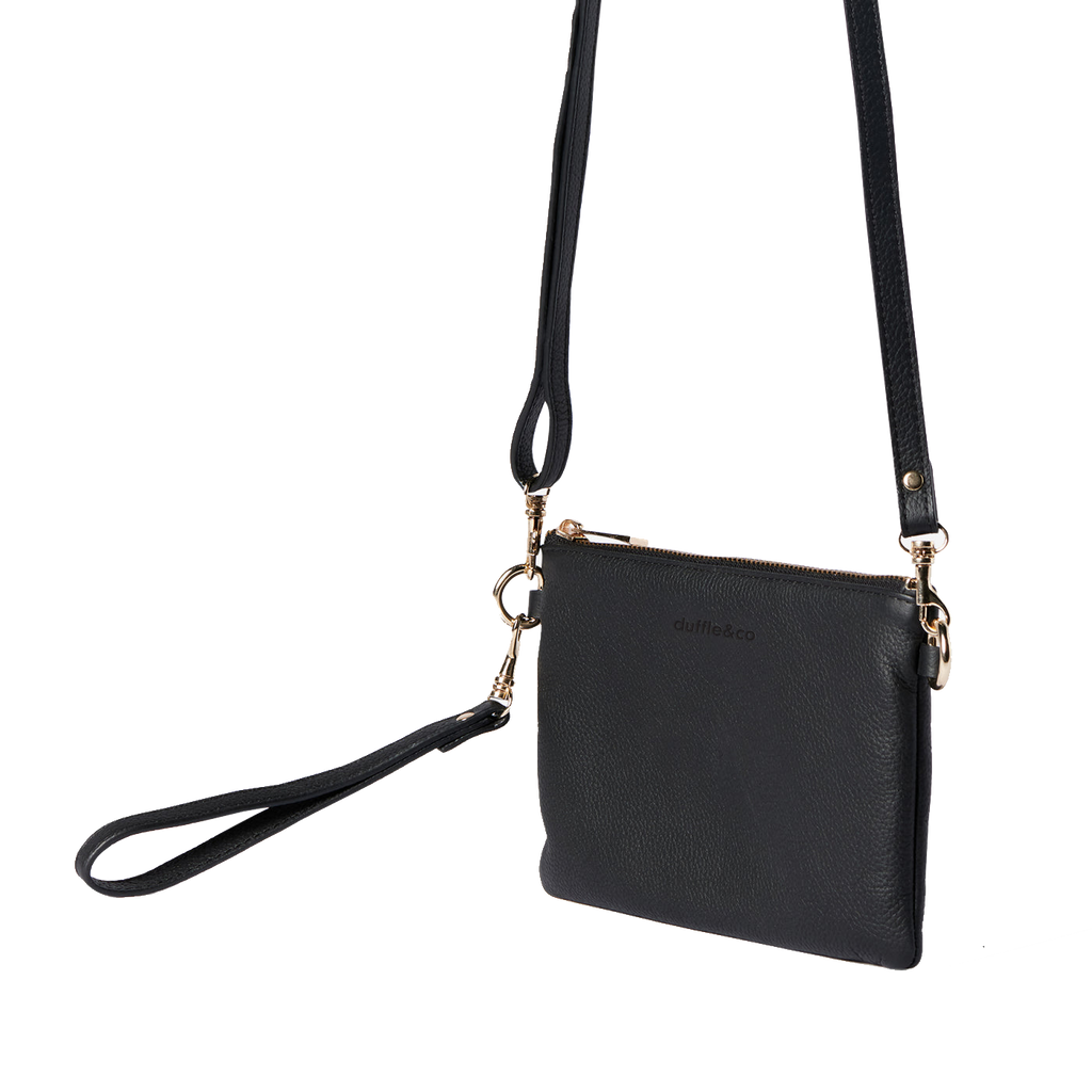 Sienna Leather Single Crossbody Bag - Black