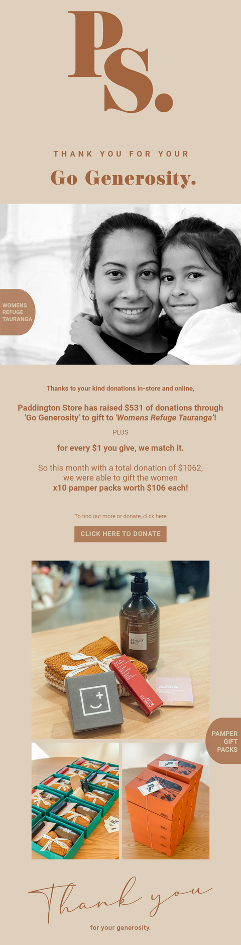 Thank you for your 'Go Generosity' | Paddington Store