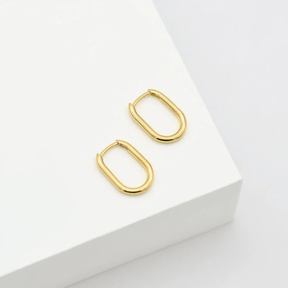 Oval Hoop Earrings - Gold