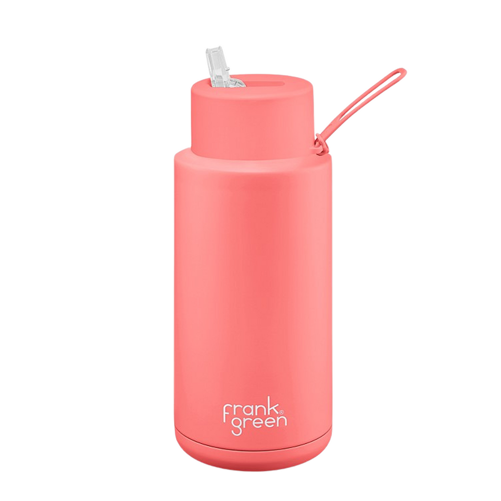 34oz Stainless Steel Ceramic Bottle with Straw - Sweet Peach