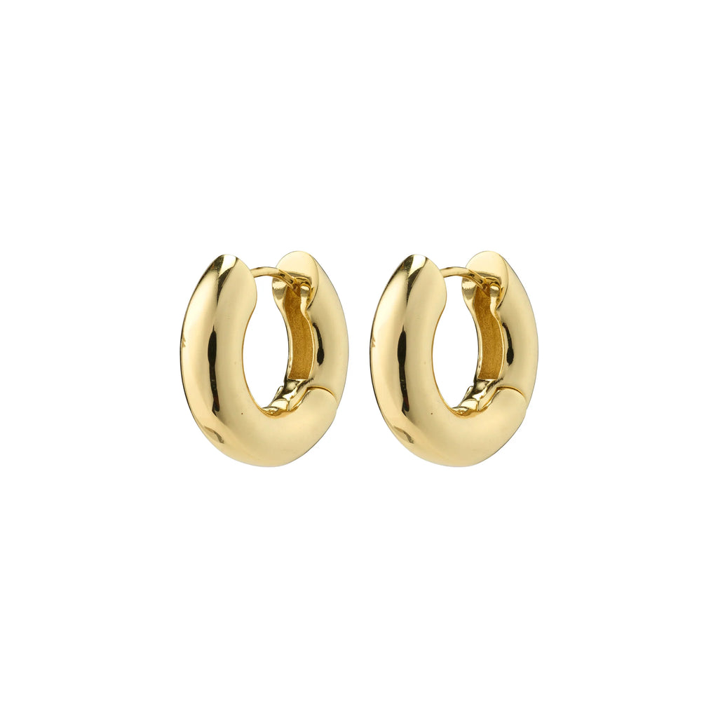 Light Recycled Chunky Hoops - Gold Plated