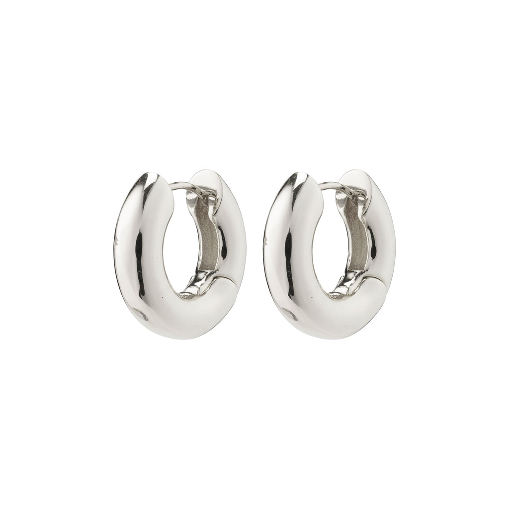 Aica Recycled Chunky Hoop Earrings  - Silver  Plated