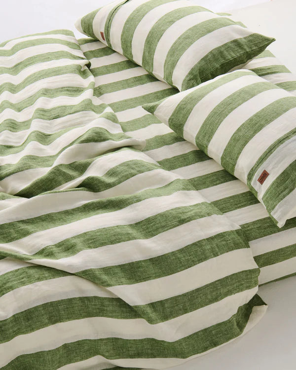 Fitted Sheet - Moss Stripe