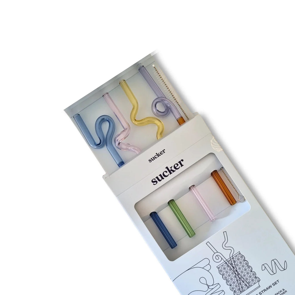 Curly Glass Straw Set