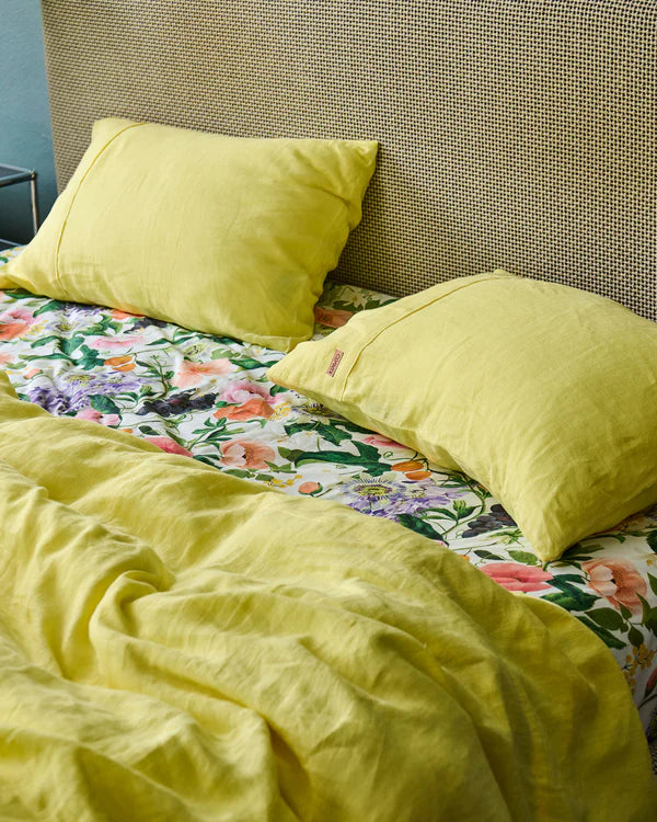 Linen Flat Sheet - Lemon Butter
