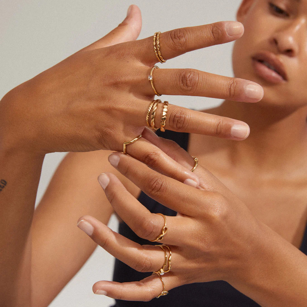 Lulu Recycled Chain Stack Ring - Gold Plated