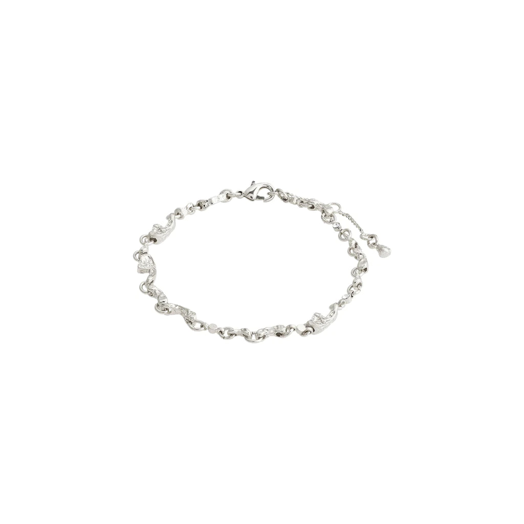 Hallie Organic Shaped Crystal Bracelet - Silver Plated