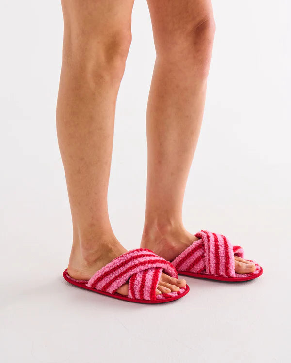 Sherpa Adult Slippers - Candy Stripe