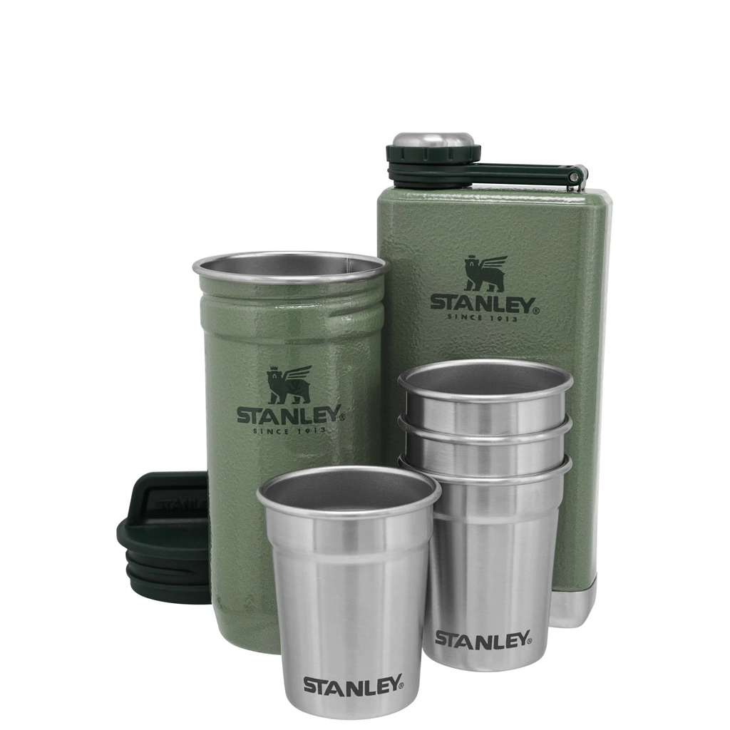 Shot Glass And Flask Set - Green