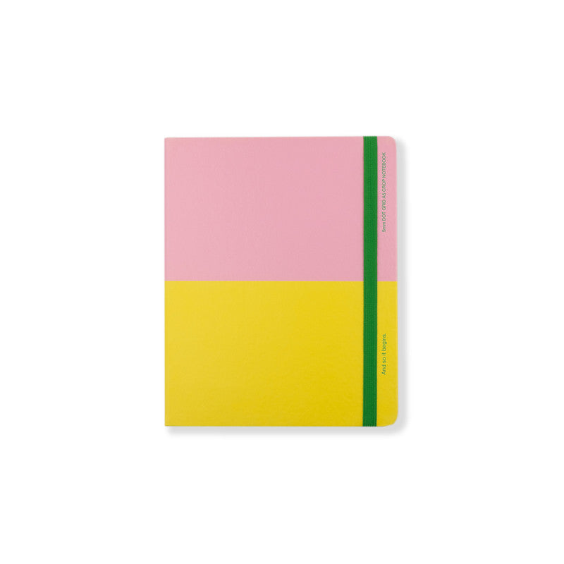 Classic A5 Wrap Notebook - Dot Pages - Pink and Yellow