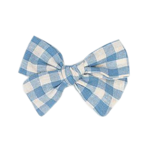 Bow Clip - Gingham Blue