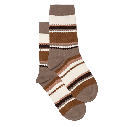 Socks - Taupe - Retro Stripe