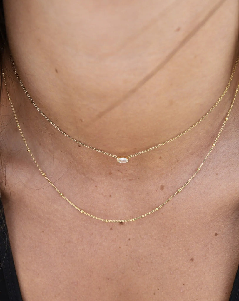 Aurora White Zircon Necklace - Gold