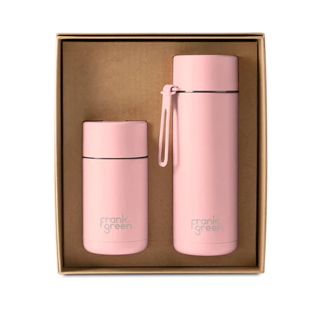 The Essentials Gift Set - Blushed 12oz ceramic cup + 20oz ceramic bottle with straw lid