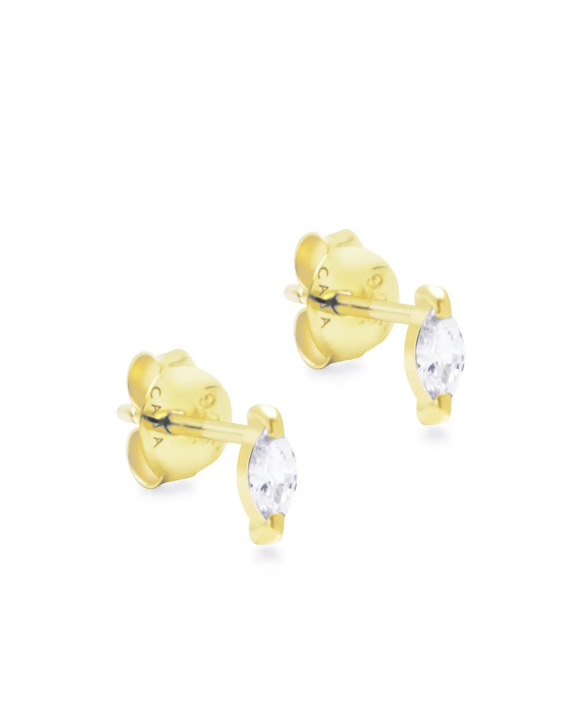 Thea White Zircon Studs - Gold Plated
