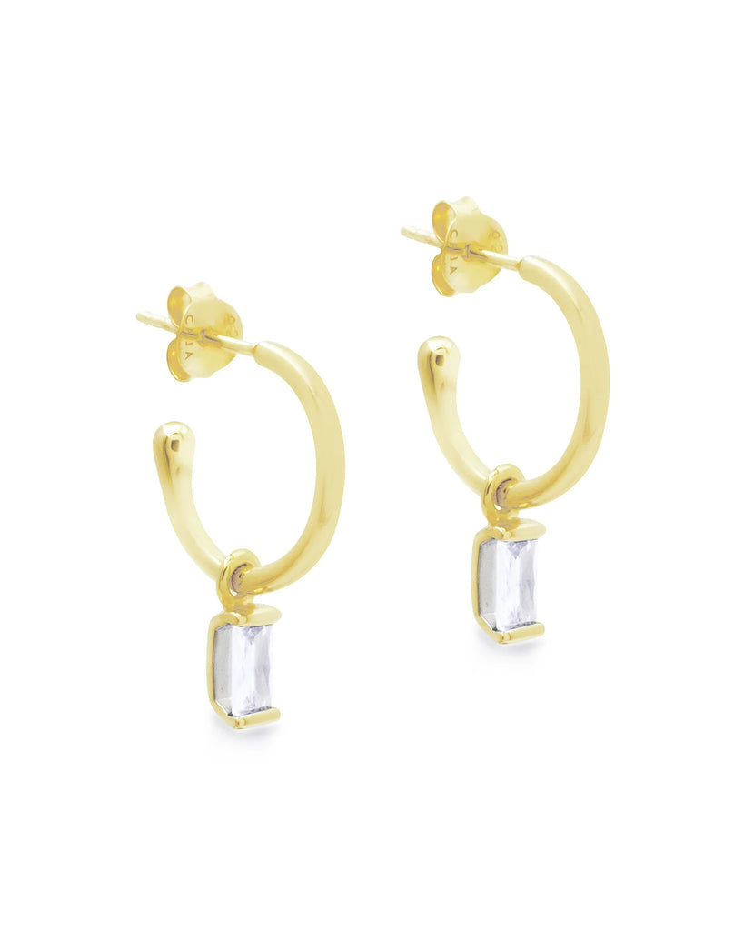 Marbella White Zircon Hoops - Gold Plated