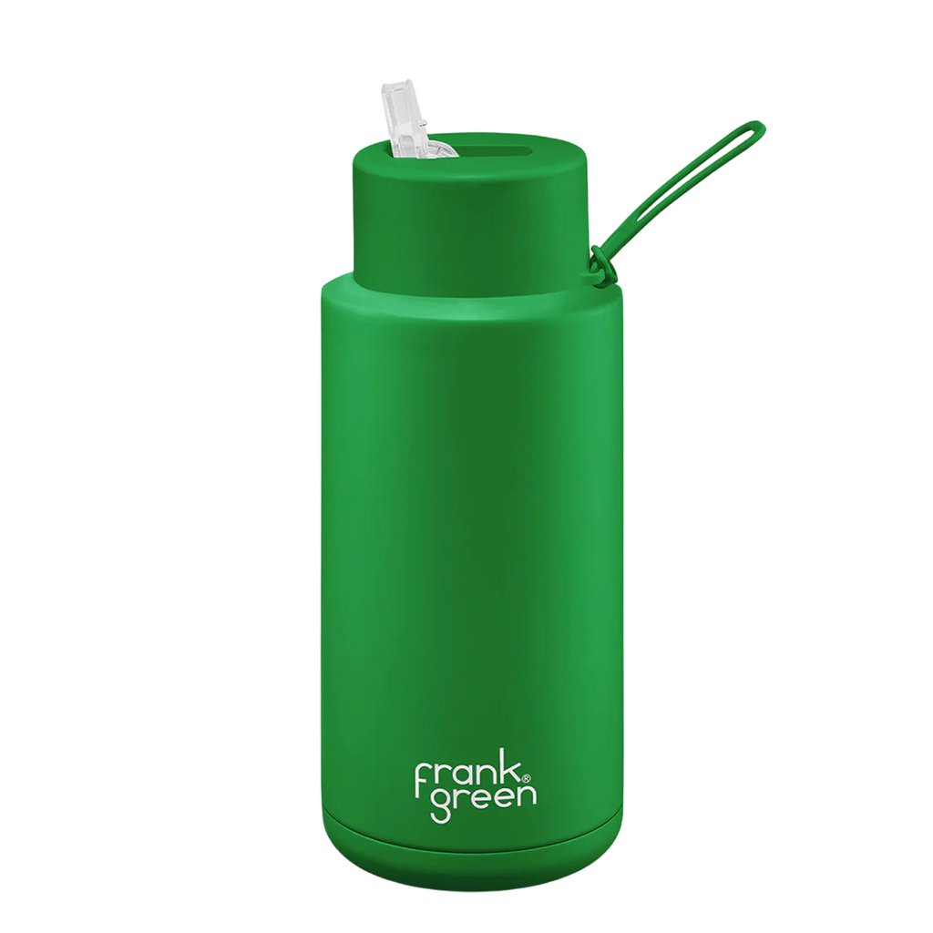 34oz Stainless Steel Ceramic Bottle with Straw - Evergreen