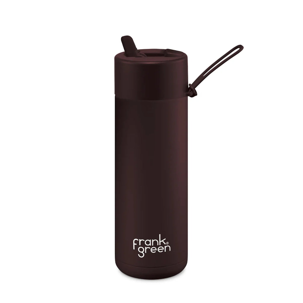 20oz Stainless Steel Ceramic Bottle with Straw - Chocolate