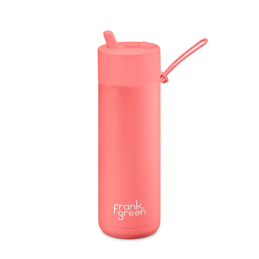 20oz Stainless Steel Ceramic Bottle with Straw - Sweet Peach