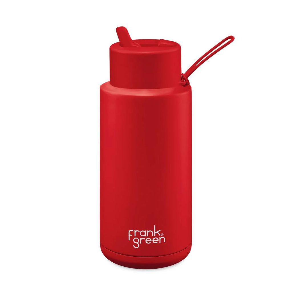 34oz Stainless Steel Ceramic Bottle with Straw - Atomic Red