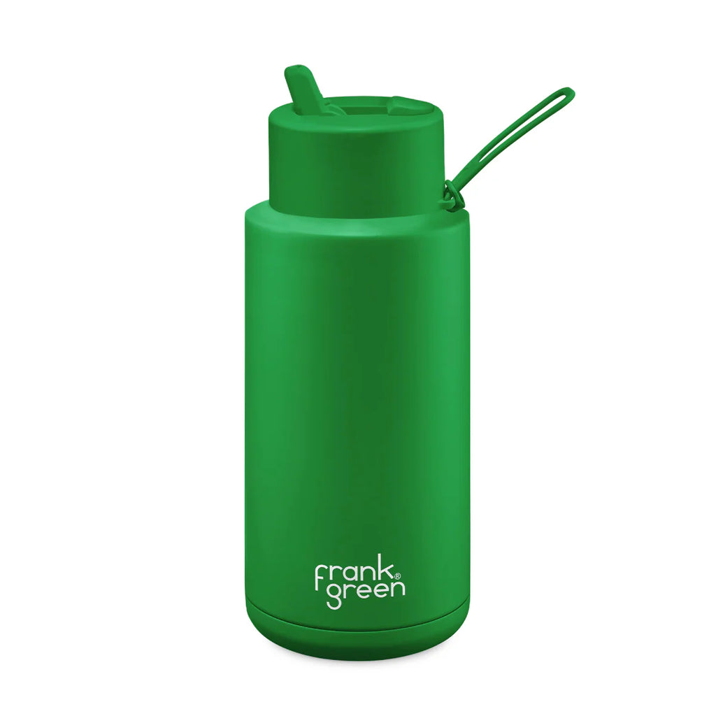 34oz Stainless Steel Ceramic Bottle with Straw - Evergreen