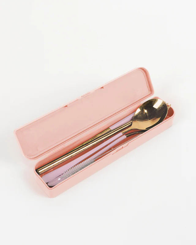 Cutlery Kit - Gold with Lilac Handle