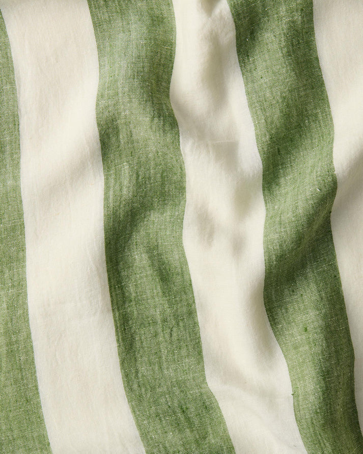 Linen Apron - Moss Stripe