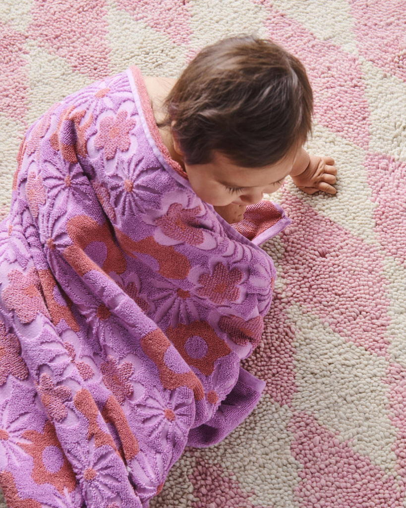 Peach Fleur Terry Baby Towel