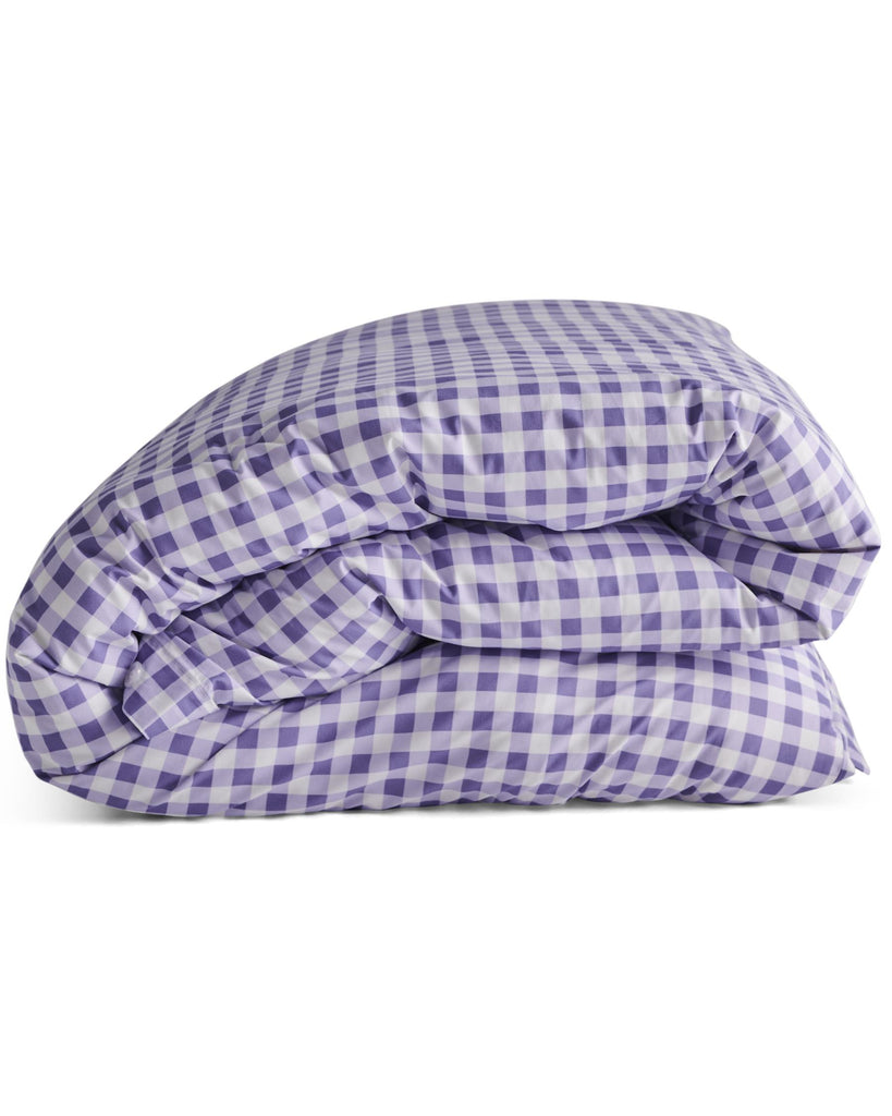 Lilac Gingham Cotton Quilt Cover