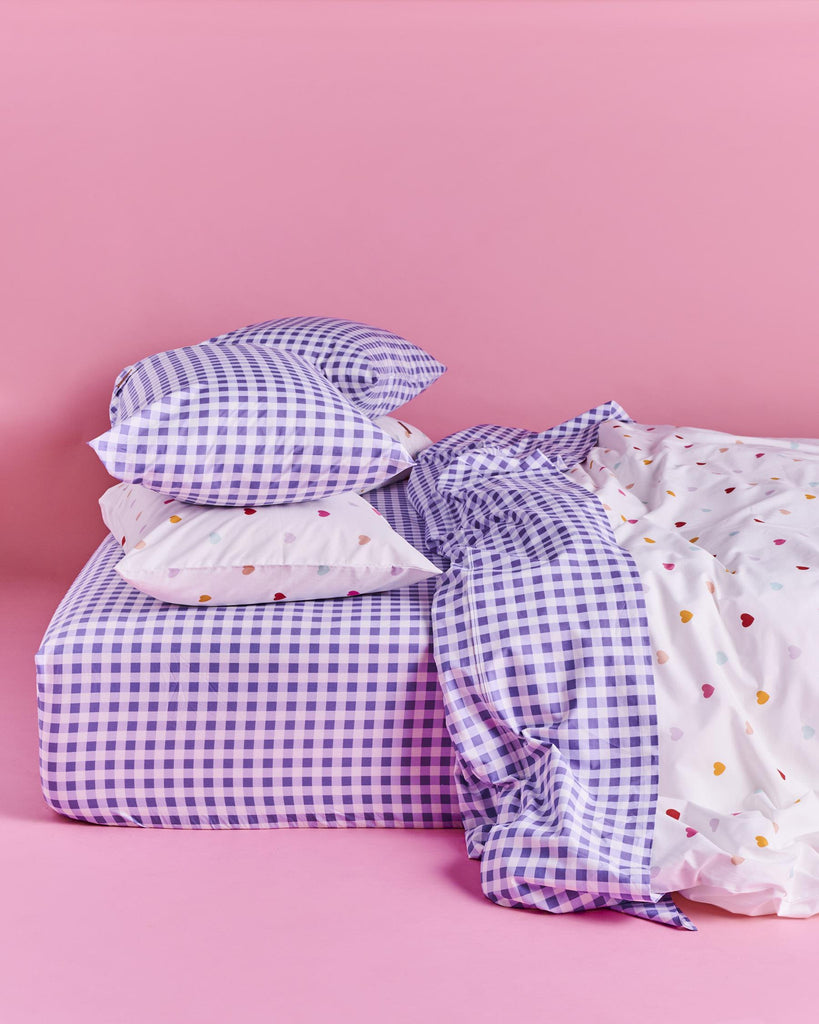 Lilac Gingham Organic Cotton Pillowcase (single)