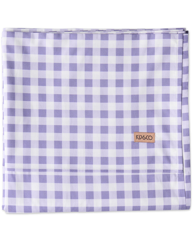 Lilac Gingham Cotton Flat Sheet