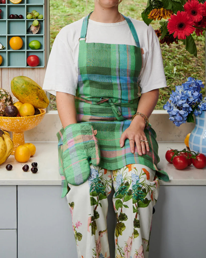 Jewel of the Nile Tartan Linen Apron