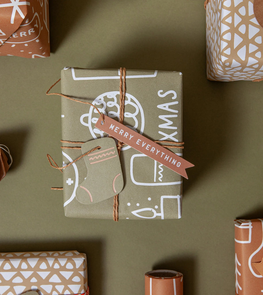 Christmas Gift Wrap Roll - Big Christmas Khaki