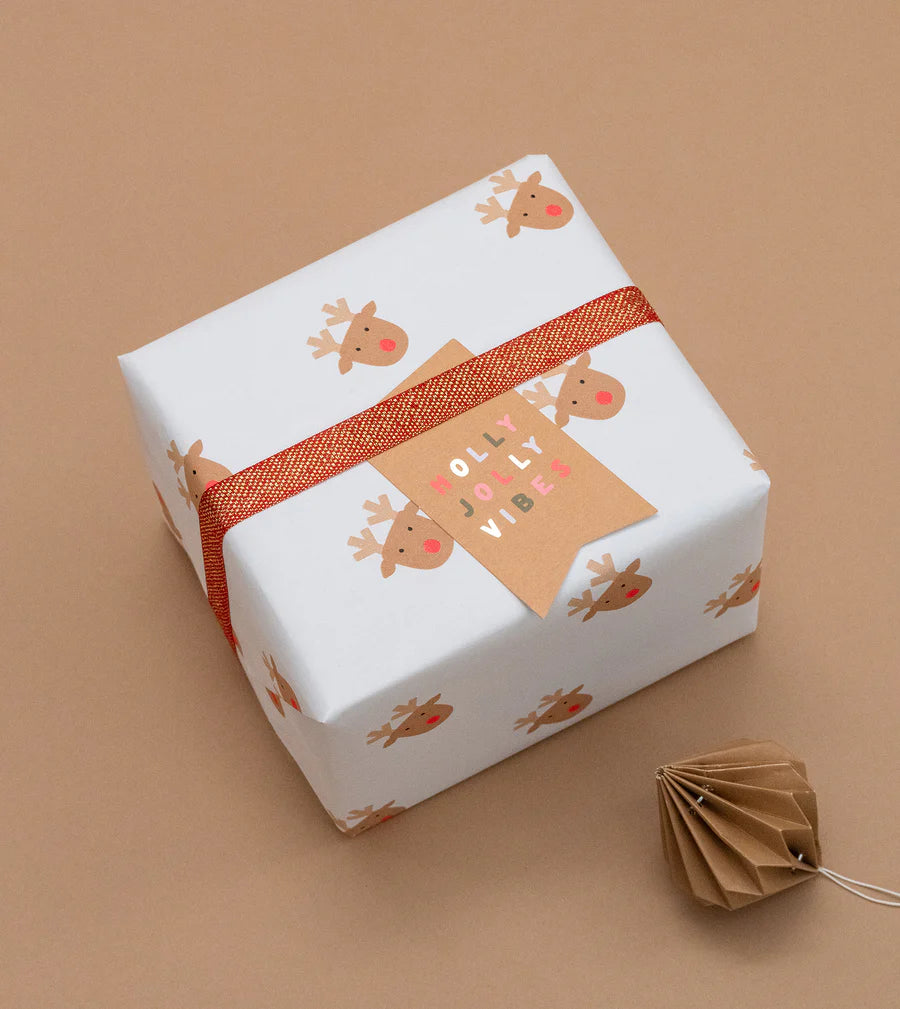 Christmas Gift Wrap Roll - Rudolph - Toffee