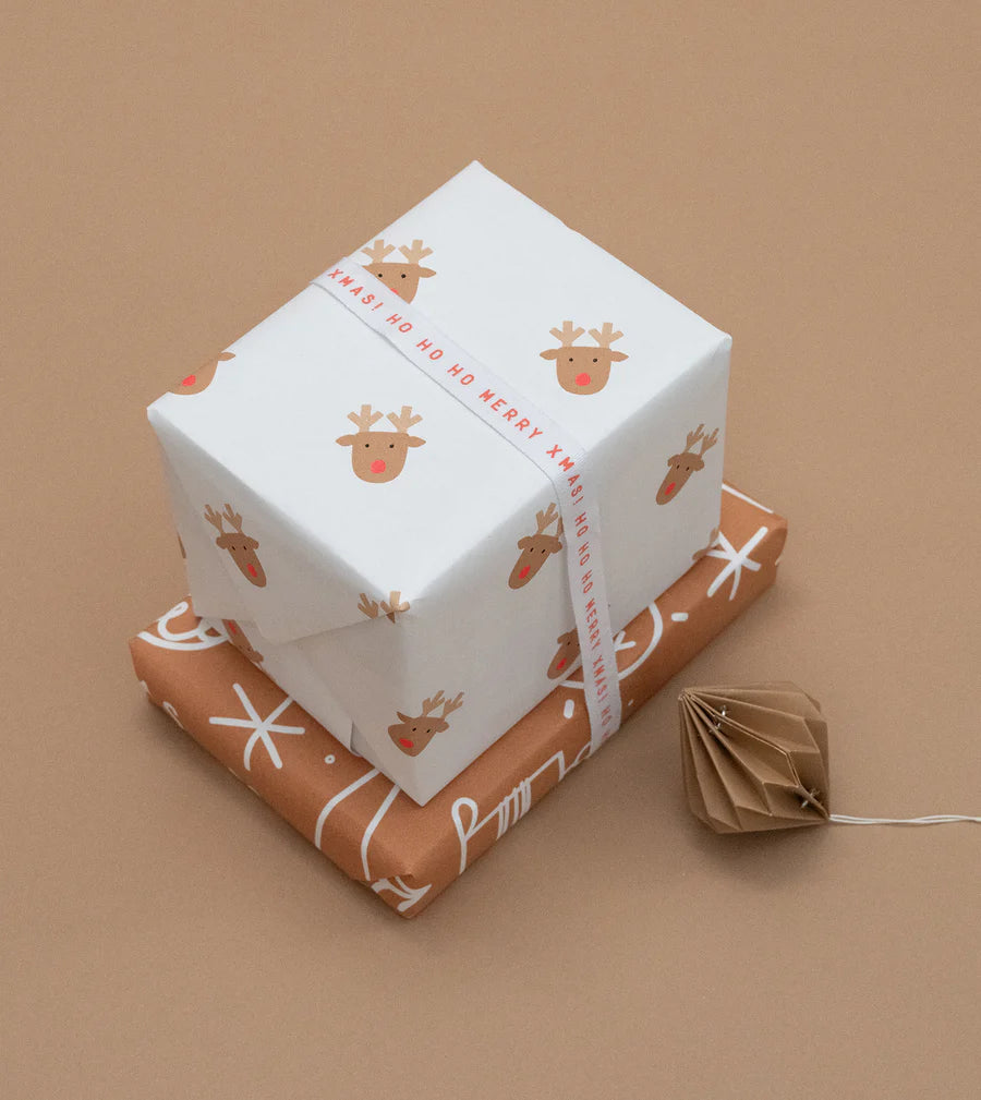 Christmas Gift Wrap Roll - Rudolph - Toffee