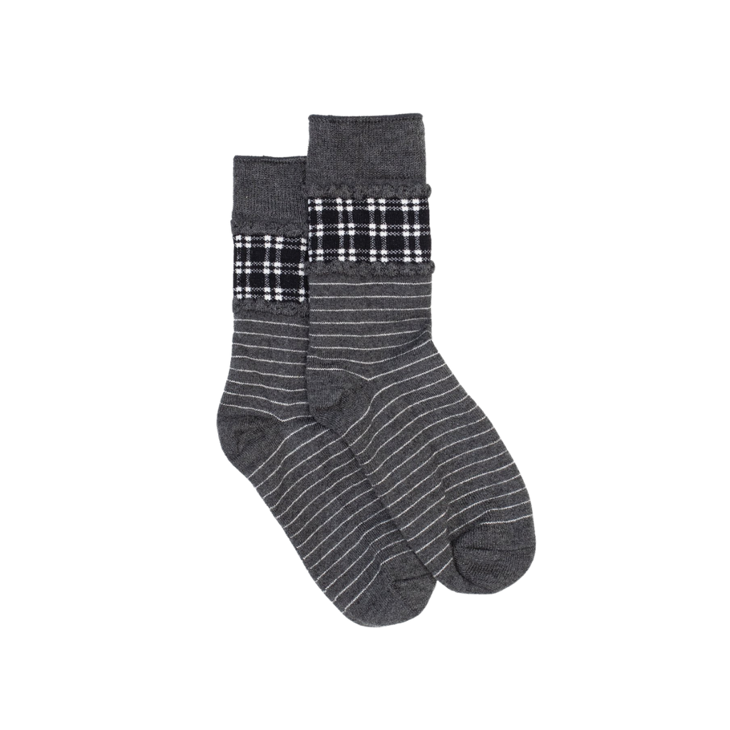 Socks - Slate Stripe & Check | Paddington Store