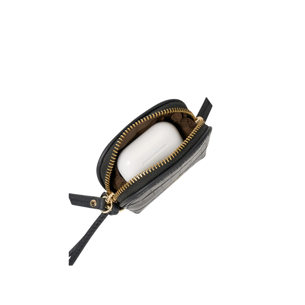 Tarin Airpod Pouch - Black Croc