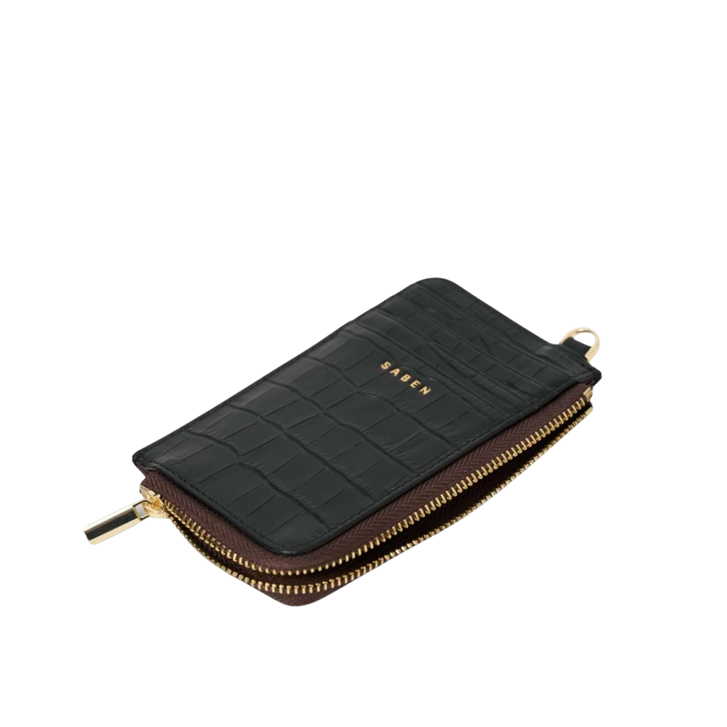Winona Card Holder - Black Croc