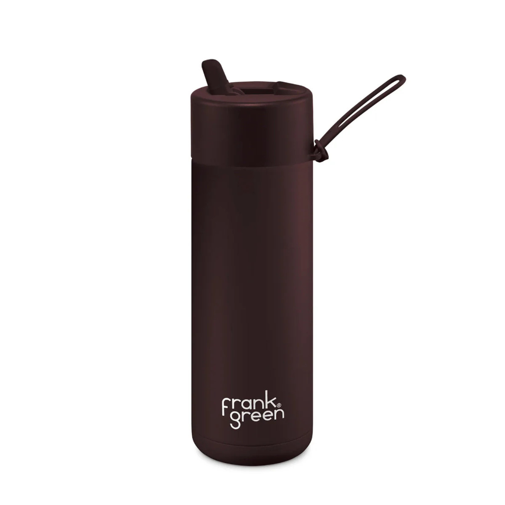 20oz Stainless Steel Ceramic Bottle with Straw - Chocolate