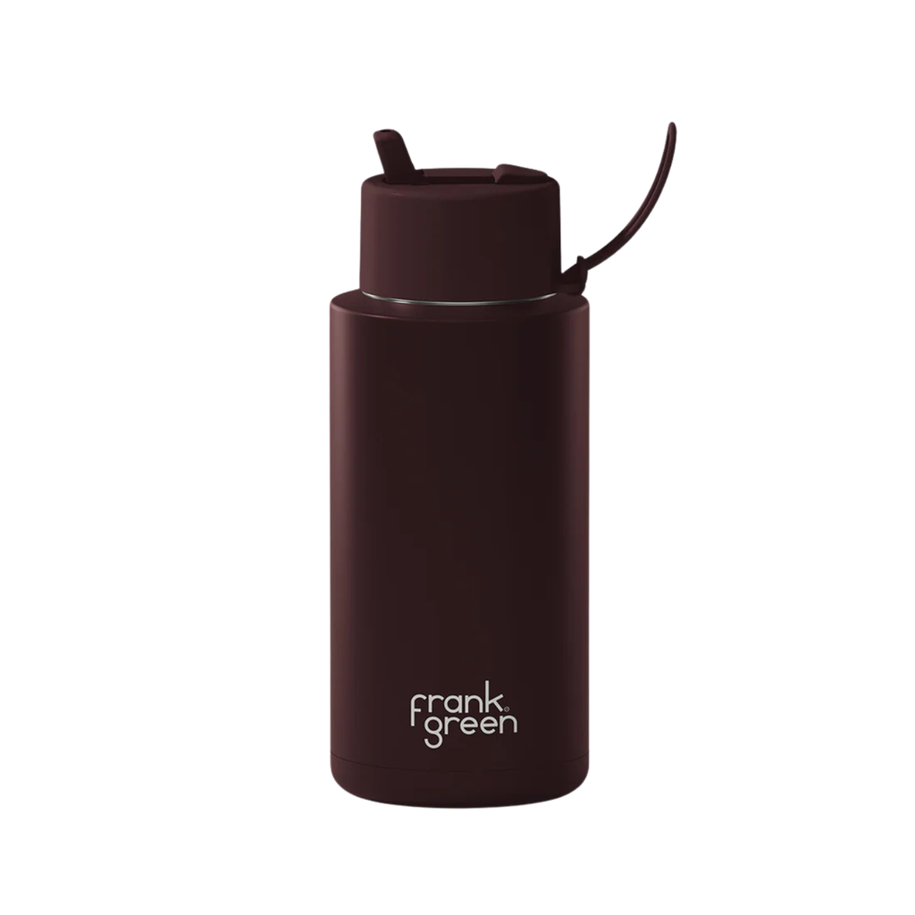 34oz Stainless Steel Ceramic Bottle with Straw - Chocolate