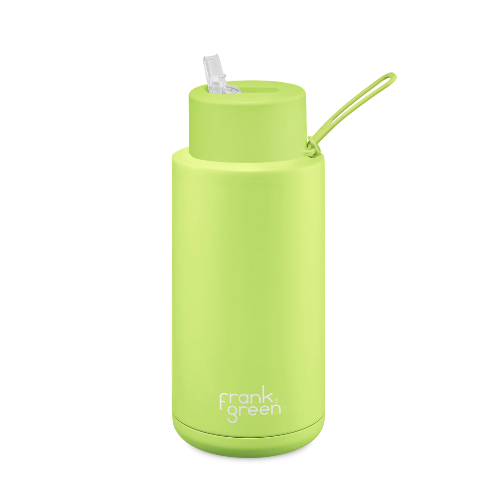 34oz Stainless Steel Ceramic Bottle with Straw - Pistachio Green