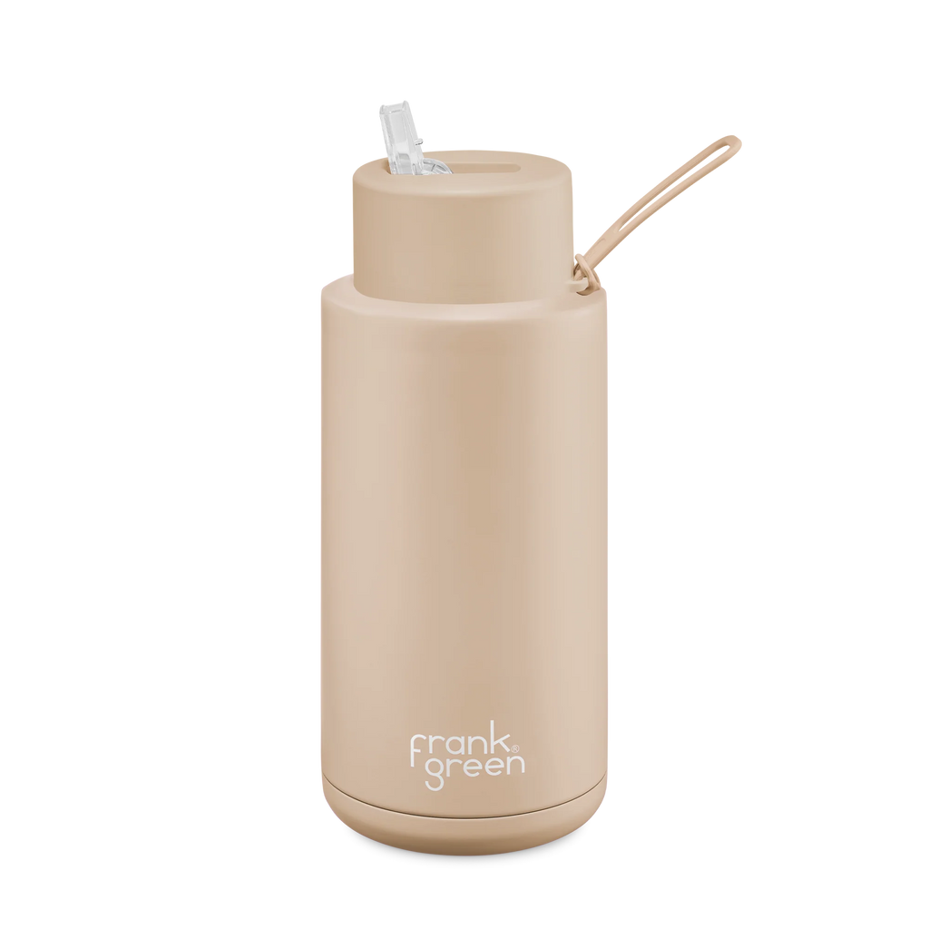 34oz Stainless Steel Ceramic Bottle with Straw - Soft Stone
