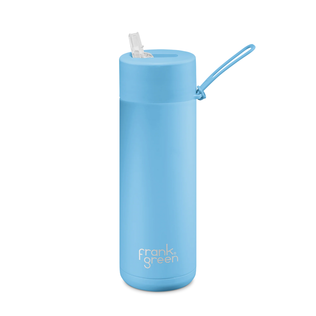 20oz Stainless Steel Ceramic Bottle with Straw - Sky Blue