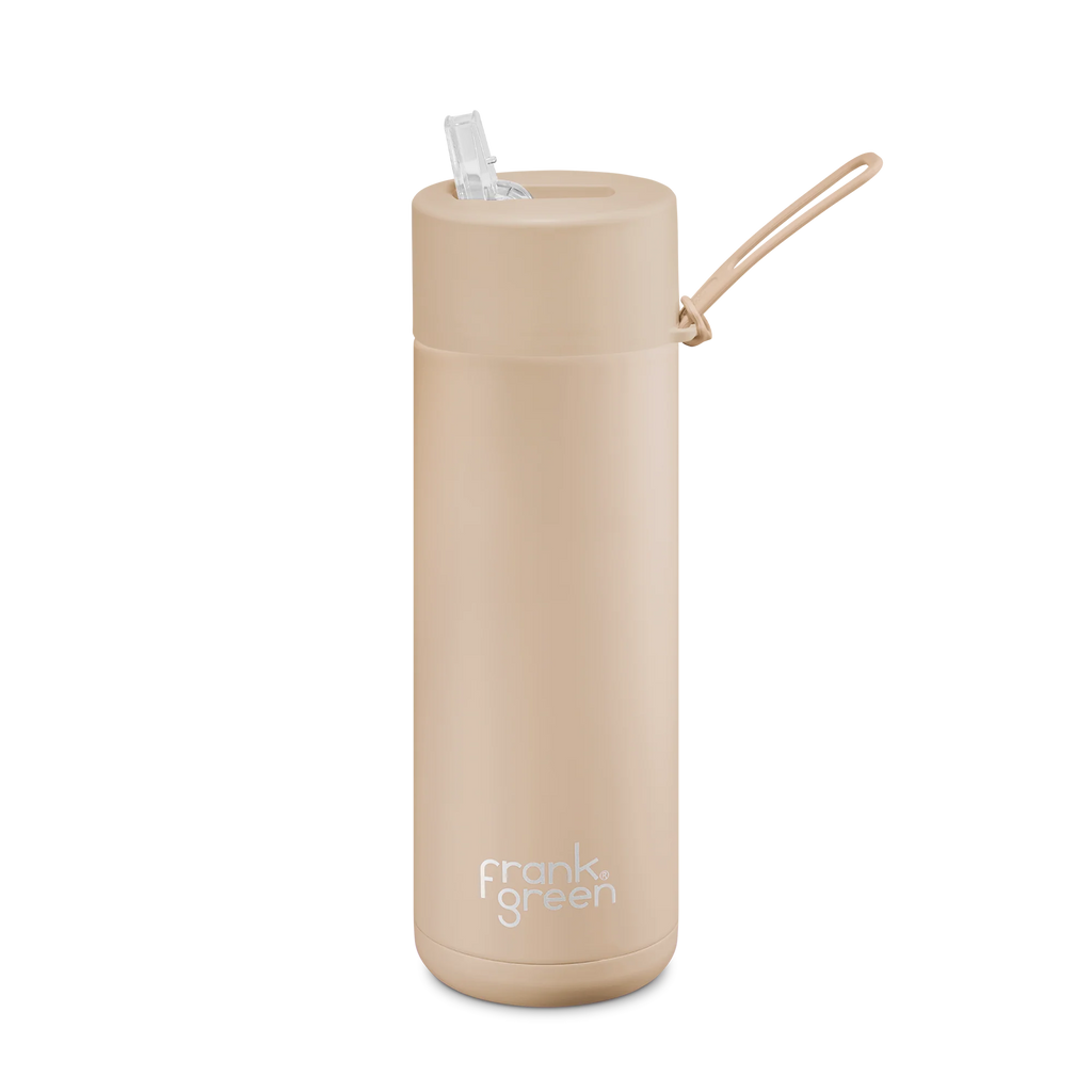 20oz Stainless Steel Ceramic Bottle with Straw - Soft Stone